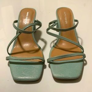 Marc Fisher Snake Print strappy block heel sandal